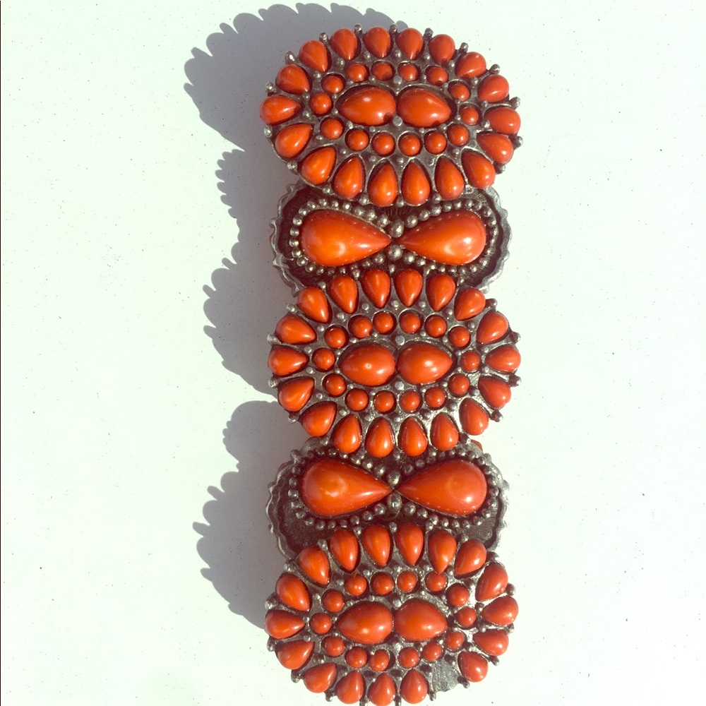 Vintage Very Rare Ox Blood Coral Silver Bracelet